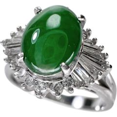 11号 ヒスイ ダイヤモンド 0.43ct リング・指輪 Pt900プラチナ 6.4g レディース 【中古】【真子質店】【NN】