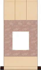 色紙掛軸　裂地端切れのパッチワーク風　色紙用 短冊用 掛け軸　茶道具 茶道具 色紙掛 短冊掛 色紙短冊掛 掛軸タイプ 上 利休梅裂又は