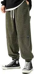Lopis カーゴパンツ メンズ コーデュロイ ズボン 9分丈 サルエルパンツ アンクルパンツ( グリーン,  4XL)