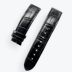 【中古品 時計ベルト】ワニ革　20ｍｍ/18ｍｍ　ブラック