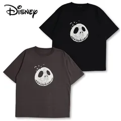 新品 メンズ ナイトメアービフォアクリスマス ディズニー Disney 半袖 Tシャツ 半袖Tシャツ ティーシャツ ジャック サリー プリント ユニセックス レディース チャコール グレー 黒 ブラック