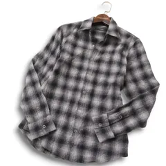 THE TWELVE ザ トゥエルブ 秋冬 ウール100％★ 長袖 オンブレーチェック シャツ Sz.48 メンズ グレー 日本製のサムネイル