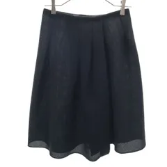 JIL SANDER NAVY ジルサンダーネイビー イタリア製 ミディ丈 メッシュ ボックス プリーツスカート 32 ブラック ラップ レディース 古着のサムネイル