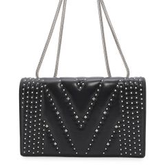 エムシーエム チェーンショルダーバッグ スタッズ チェーン レザー MCM 2wayバッグ 黒