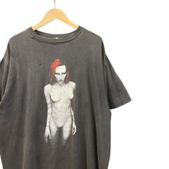 90s ビンテージ MARILYN MANSON 両面プリント バンド Tシャツ L ブラック フェード 90年代 マリリンマンソン ロックT バンT