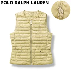 ポロ ラルフローレン POLO RALPH LAUREN ノーカラー インナー ダウンベスト XS ベージュ レディース ♪