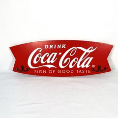 Coca Cola Wooden Fishtail Sign　コカコーラ　看板　木製　アンティーク　ヴィンテージ　アメトイ