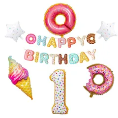 女の子 誕生日 バルーン 飾り付け 可愛い ドーナツ アイスクリーム ケーキ スイーツバルーン セットフィルムバルーン 5歳 3歳