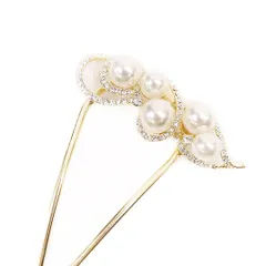 髪飾り 成人式 振袖 前撮り 袴 花 浴衣 夏祭り 花火大会 ゴールド パール ラインストーン キラキラ おしゃれ かわいい フォー No.9-4389