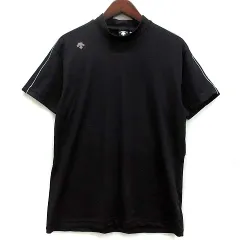 デサント DESCENTE スムース ラバープリント モックネック シャツ ストレッチ 半袖 ブラック 黒 O DGMSJA03 ゴルフ