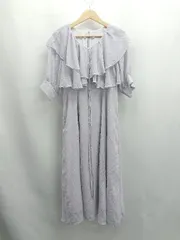 ◇ ⊂ WILLSELECTION ドット柄 フリル シアー 半袖 ロング ワンピース サイズM ライトグレー系 レディース E  【1504240007472】