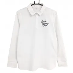 ジャックバニー 長袖ポロシャツ 白×ネイビー バックロゴプリント レディース 1(M) ゴルフウェア 2025年モデル Jack Bunny