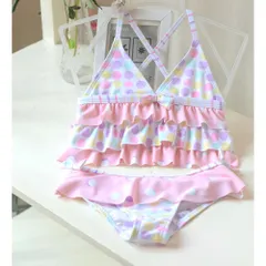 ☆ ピンク ☆ 140cm ☆ キッズ 水着 上下セット キッズ 水着 女の子 上下セット セパレート スイムウェア キッズ水着 ビキニ トップス ショーツ タンキニ みずぎ 子供水着 フレアスカート フリル こども 子供 子ども 水遊び ガールズ 女子