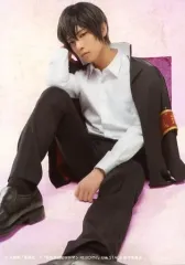 【中古】生写真(男性) 岸本勇太(雲雀恭弥)/全身(足見切れ)・座り・衣装白・黒・頬杖・右膝立て・背景ピンク・キャラクターショット/「『家庭教師ヒットマンREBORN!』the STAGE」トレーディングブロマイド