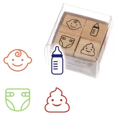 手帳はんこ部　ベビー (0409-008)　ミニはんこ4個セット　手帳やふせんに　簡単スケジュール管理　ラバースタンプ　こどものかお　Rubber stamp