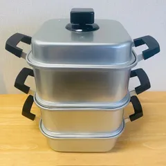 【未使用】蒸し鍋　ホクセイアルミ ニューセッター 2段 蒸し器 深鍋 28cm 未使用】蒸し鍋 ホクセイアルミ ニューセッター 2段 蒸し器 深鍋