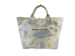 ビームス BEAMS DESIGN ハンドバッグ トートバッグ ロゴ プリント 総柄 キャンバス アイボリー QQQ
