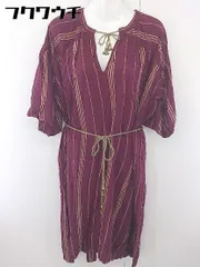 ◇ ◎ CIAOPANIC チャオパニック ストライプ 五分袖 ロング ワンピース ワインレッド レディース  【中古】 【1111160006210】