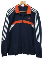 【送料無料】USA 古着 アディダス adidas ブルゾン ジャケット ジップアップジャケット 裏メッシュ 三本線 ネイビー メンズ Oサイズ■L24078AWS21-1003（4）6/06