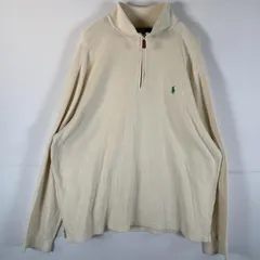古着 90's/90年代 ポロバイラルフローレン Polo by Ralph Lauren スウェット ハーフジップ ニット 大きいサイズ XXL  ベージュ系 メンズ