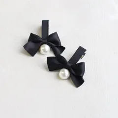 ☆ ブラック ☆ フリー ☆ あいリボンヘアクリップ2個セット ヘアクリップ キッズ 2個セット ヘア クリップ 68522302 あいリボンヘアクリップ リボン パール 子供 女の子 大人っぽい 卒園式 入学式 結婚式 発表会 可愛い おしゃれ かわいい