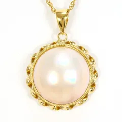 K18YG　ネックレス　necklace　マベパール（真珠）　総重量約6.8g　約45cm