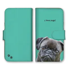 iPhone14Pro ケース 手帳型 アイフォン14 プロ スマホケース パグ 犬 わんこ ドッグ 顔 顔面 かわいい 可愛い 写真 イラスト カラー02