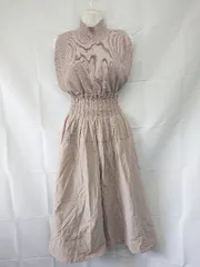 ◇ ⊂ スナイデル ノースリーブ 膝下丈 ニットベストコンビボリューム ワンピース サイズ0 ピンクベージュ レディース E  【1507160012342】