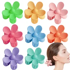 【人気商品】ヘアアクセサリー フラワー 髪飾り しっかり クリップ レディース 髪留め おしゃれ 通勤 8個セット バンスクリップ お風呂 大きめ 花 ランダム色 ヘアクリップ