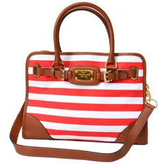 マイケルコース バッグ MICHAEL KORS ハミルトン レザー キャンパス ラージ 2way トート ハンドバッグ マンダリン×ホワイト 35S3GHMT3R