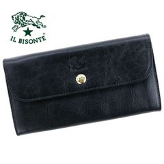 未使用級】イルビゾンテ ロゴ刻印 シボ革 フラップ ゴールド金具 長