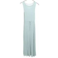 ノースリーブ ロングワンピース ブルーグレー レディース 古着 【240405】