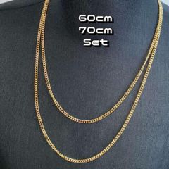 2set ゴールドチェーンネックレス 60cm 70cm メンズ アクセサリー