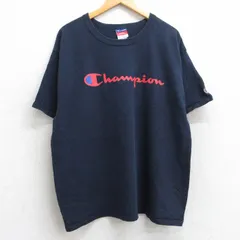 XL/古着 チャンピオン champion 半袖 ビンテージ Tシャツ メンズ 00s ビッグロゴ 大きいサイズ コットン クルーネック 紺 ネイビー 25aug13
