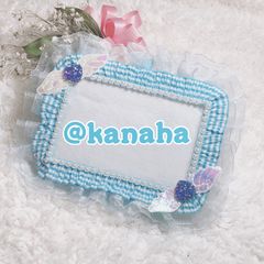 【硬質カードケース】水色 ギンガムチェック
