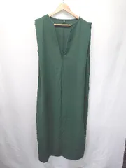 ◇ ⊂ La-gemme ラジェム Vネック ロング丈 ノースリーブ　ワンピース サイズL グリーン レディース E  【1410230027675】