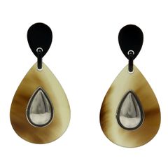 Hermès エルメス バッファローホーン ドロップ モチーフ ピアス ブラウン エルメス(Hermes) アヴァ バッファローホーン ドロップピアス