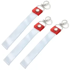 [SALUDABLE] 銀テープホルダー 幅29ｍｍ長さ45cm キーホルダー 収納 推し活 3個セット (レッド)