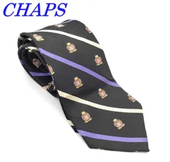 チャップス　CHAPS　ネクタイ　 黒ベース　青白ストライプ　(1126-2)