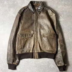 80s 旧タグ BANANA REPUBLIC A-2 タイプ 本革 レザー フライト ジャケット 44L / 80年代 ビンテージ バナナリパブリック 革ジャン ボンバー ブラウン