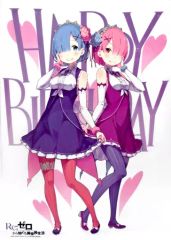 [중고] 포스터(애니메이션) 생일 기념 A2 클리어 포스터 램&렘(오츠카 신이치로 선생님 신작 ver.) [Re:제로부터 시작하는 이세계 생활]