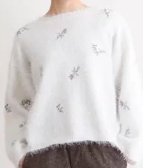 MERLOT シャギー　フラワー刺繍　ニット　プルオーバー　Mのサムネイル