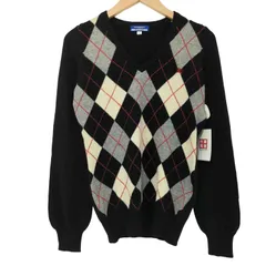 バーバリーブルーレーベル BURBERRY BLUE LABEL アーガイル Vネックカシミア混ニット レディース JPN：38 