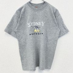 古着 used　Kangaroo　カンガルー　半袖アニマル刺繍Tシャツ　クルーネック　オーストラリア　シドニー　グレー　Sサイズ
