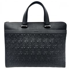 サルヴァトーレフェラガモ ビジネスバッグ レディース ガンチーニ ブリーフケース トートバッグ かばん 鞄 Salvatore Ferragamo 241481 レザー ブラック 黒 シルバー金具 美品【中古品】