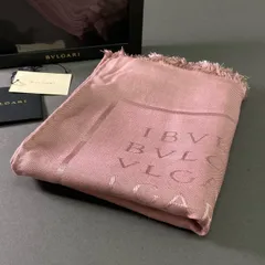 a17 BVLGARI ブルガリ シルクウール ストールマフラー ピンク イタリア製 ショール スヌード Silk Wool 箱付きのサムネイル