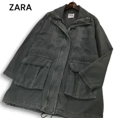 ZARA ザラ 現行タグ★ 通年 USED加工 ミリタリー デニム コート Sz.M　レディース グレー