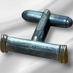 1個セット ティファニー TIFFANY&Co. シルバー×ゴールド コンビ カフスボタン バレルデザイン メンズ 750刻印