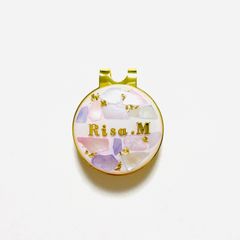 カラフルシェルの名入れゴルフマーカー　マグネット　クリップマーカー　ハンドメイド　レジン