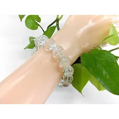 天然石 クラック水晶12.5ｍｍ玉ブレスレット 内周18.3cm